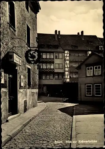 Ak Erfurt in Thüringen, Blick zur Krämerbrücke