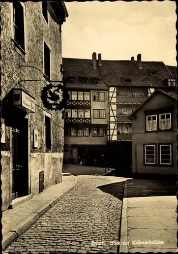 Ak Erfurt in Thüringen, Blick zur Krämerbrücke