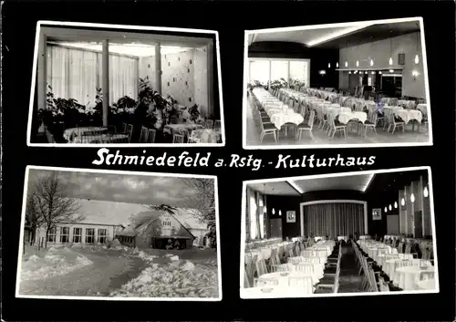 Ak Schmiedefeld am Rennsteig Suhl Thüringen, Kulturhaus, Winter, Inneres