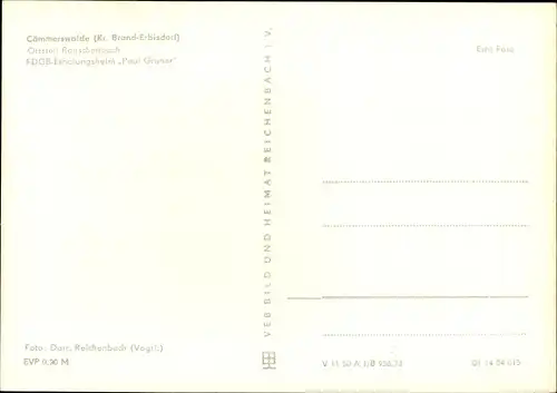 Ak Rauschenbach Cämmerswalde Neuhausen im Erzgebirge, FDGB Erholungsheim Paul Gruner