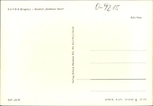 Ak Sayda im Erzgebirge, Blick auf den Gasthof Goldener Stern