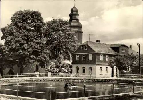 Ak Heinersdorf bei Lobenstein Wurzbach in Thüringen, Am Dorfteich