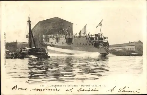 Ak Französisches Kriegsschiff, Lancement du Cuirassé Dupetit Thouars