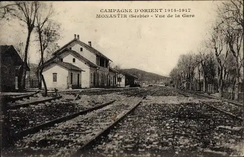 Ak Bitola Monastir Mazedonien, Blick vom Bahnhof