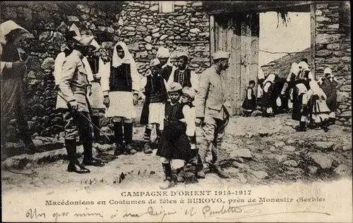 CPA Bukovo Bitola Monastir Macédoine, Souvenir d'Orient 1914-1917, Macédoniens en Costumes de fetes