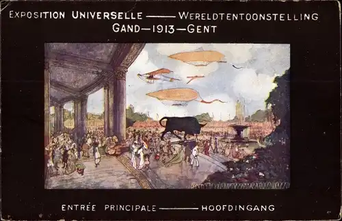 Passepartout Ak Gand Gent Ostflandern, Exposition Universelle 1913, Entree Principale