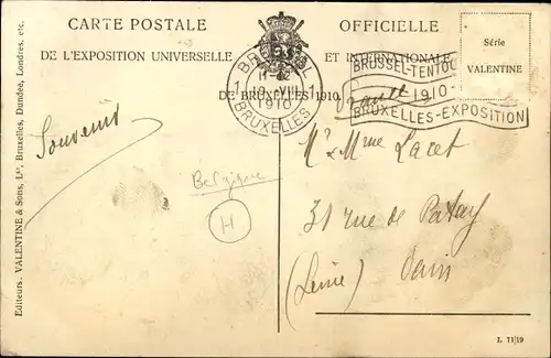 Postkarte Brüssel Brüssel, Ausstellung 1910, Innenraum des Kanadischen Pavillons