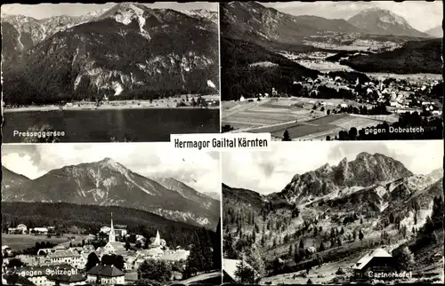 Ak Hermagor Pressegger See Kärnten, Presseggersee, gegen Dobratsch und Spitzegel, Gartnerkofel