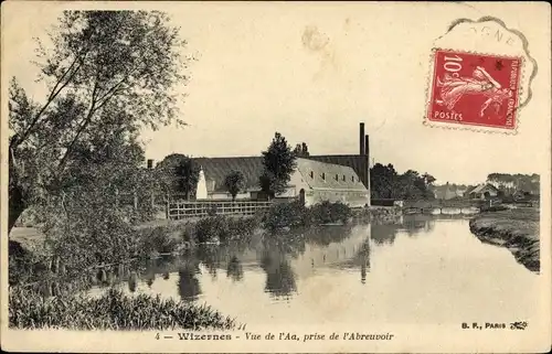 Ak Wizernes Pas de Calais, Vue de l'Aa, prise de l'Abreuvoir