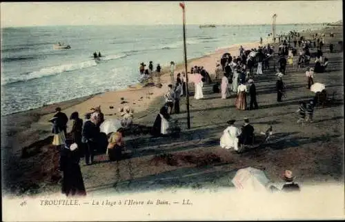Ak Trouville Calvados, Der Strand zur Badezeit
