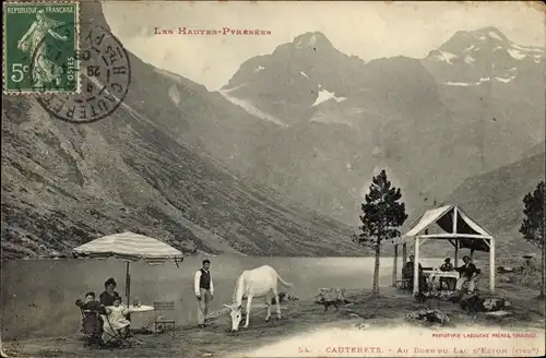 Ak Cauterets Hautes Pyrénées, am Rande des Sees Estom