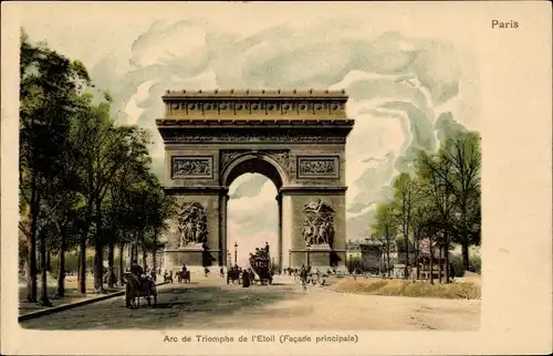 Ak Paris VIII, Triumphbogen, Arc de Triomphe de l&#39;Etoil (Hauptfassade)