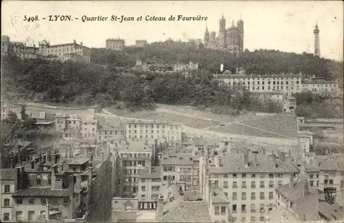 Ak Lyon Rhône, St-Jean-Viertel und Coteau de Fourvière