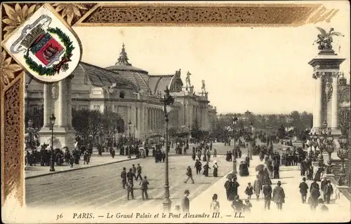 Ak Paris I Louvre, das Grand Palais und die Pont Alexandre III