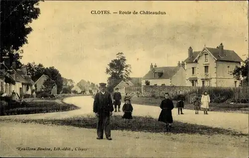 Ak Cloyes auf dem Loir Eure et Loir, Route de Chateaudun