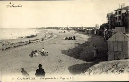 Ak Courseulles sur Mer Calvados, Gesamtansicht des Strandes