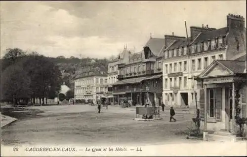 Ak Caudebec en Caux Seine Maritime, The Quay und die Hotels