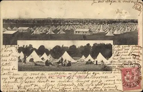 Ak Camp de Chalons Camp de Mourmelon Marne, Blick auf die Zelte