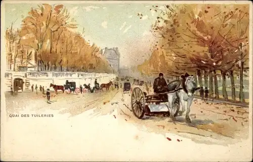 Litho Paris I Louvre, Quai des Tuileries