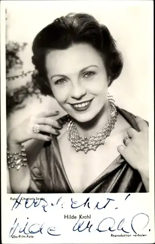 Ak Schauspielerin Hilde Krahl, Portrait, Autogramm