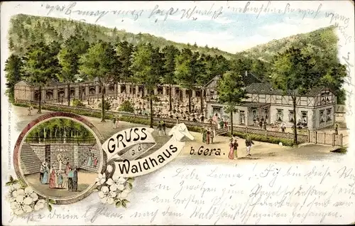 Litho Gera in Thüringen, Gasthaus Waldhaus