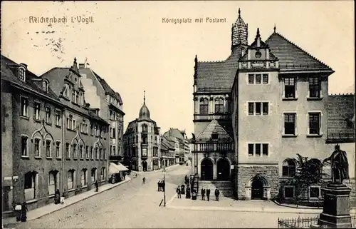 Ak Reichenbach im Vogtland, Königsplatz, Postamt