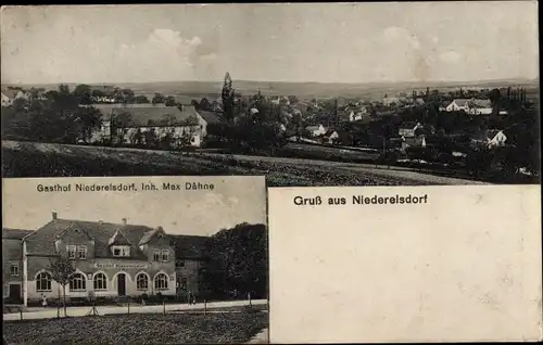 Ak Niederelsdorf Lunzenau in Sachsen, Panorama, Gasthof Niederelsdorf