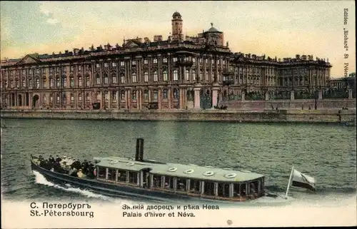 Ak Sankt Petersburg Russland, Palais d'hiver et Néva