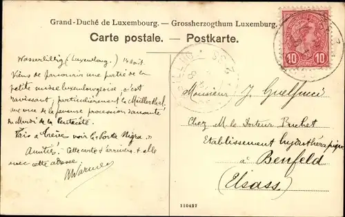 Ak Echternach Luxemburg, Procession dansante, Le corps de musique, Noten