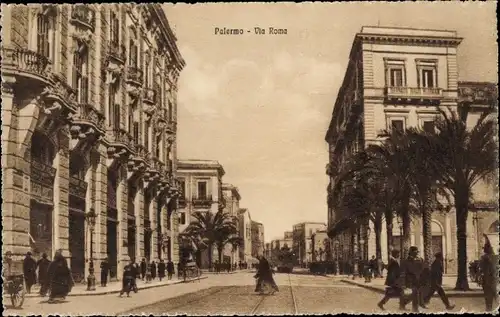 Ak Palermo Sizilien Sicilia Italien, Via Roma