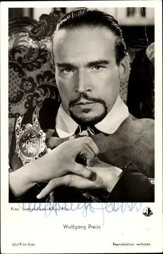 Ak Schauspieler Wolfgang Preiss, Portrait, Autogramm