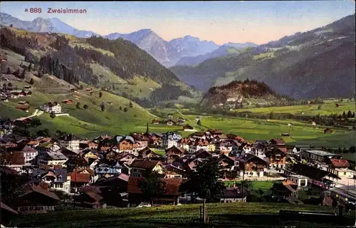 Ak Zweisimmen Kanton Bern, Gesamtansicht