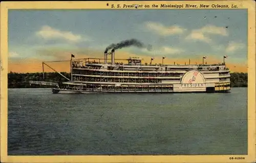 Ak New Orleans Louisiana USA, SS-Präsident am Mississippi