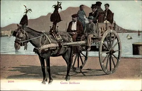 Ak Carro Siciliano, Sizilianisches Pferdefuhrwerk
