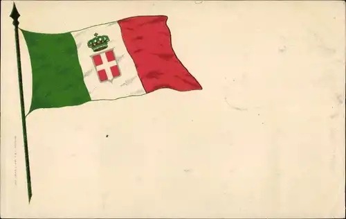 Ak Italienische Fahne, Wappen, Krone