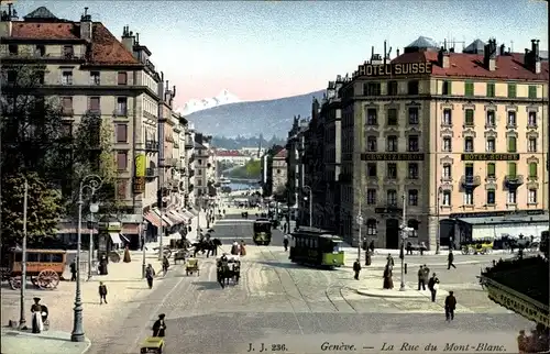 Ak Genève Genf Schweiz, La Rue du Mont Blanc