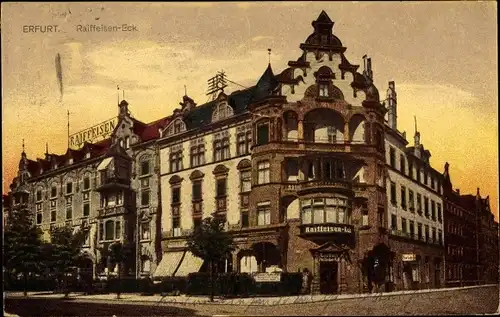 Ak Erfurt in Thüringen, Raiffeisen Eck, Gebäude