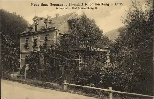 Ak Sitzendorf an der Schwarza in Thüringen, Haus Hugo Bergmann