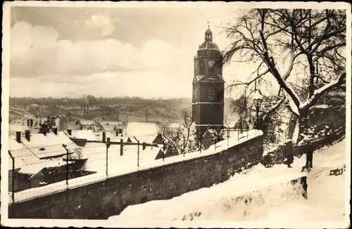 Ak Meißen in Sachsen, Ort im Winter, Kirchturm