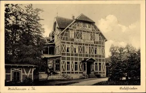 Ak Mühlhausen im Thüringer Unstrut Hainich Kreis, Hotel und Pension Waldfrieden