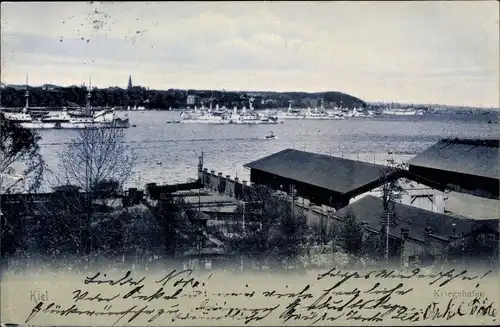 Ak Kiel in Schleswig Holstein, Deutsche Kriegsschiffe im Kriegshafen