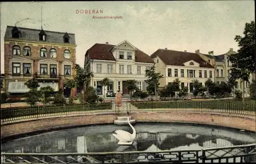 Ak Bad Doberan in Mecklenburg, Alexandrinenplatz, Teich, Schwan