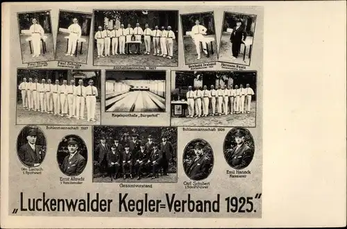 Ak Luckenwalde in Brandenburg, Luckenwalder Kegler Verband 1925, Kegelsporthalle Bürgerhof, Vorstand