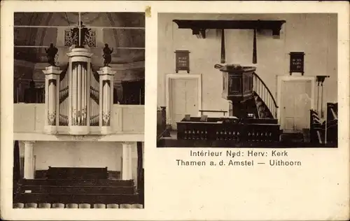 Ak Thamen Uithoorn Nordholland Niederlande, Ned. Herv. Kerk, Interieur, Orgel