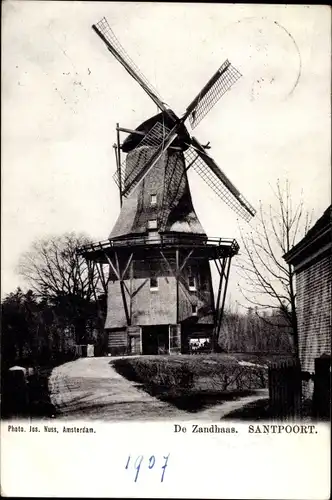 Ak Santpoort Nordholland Niederlande, De Zandhaas, Windmühle