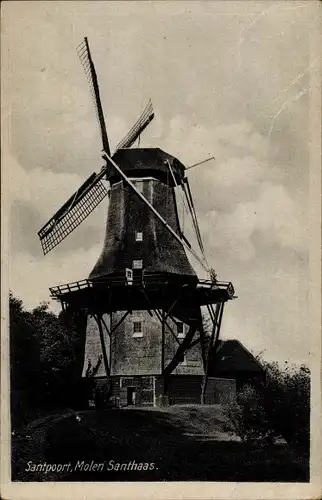 Ak Santpoort Nordholland Niederlande, De Santhaas, Windmühle