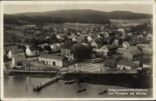 Ak Phoeben Werder an der Havel, Ort aus dem Luftschiff gesehen, Gasthof Alter Krug