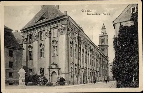 Ak Głogów Glogau Schlesien, Gymnasium, Litfaßsäule