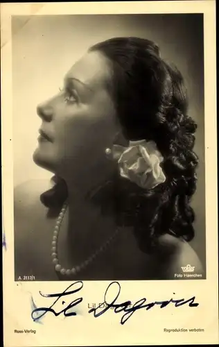 Ak Schauspielerin Lil Dagover, Portrait mit Blume im Haar, Ross Verlag A 3117/1