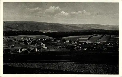 Ak Oberseiffenbach Seiffen im Erzgebirge, Panorama mit Erzgebirgskamm und Böhmen